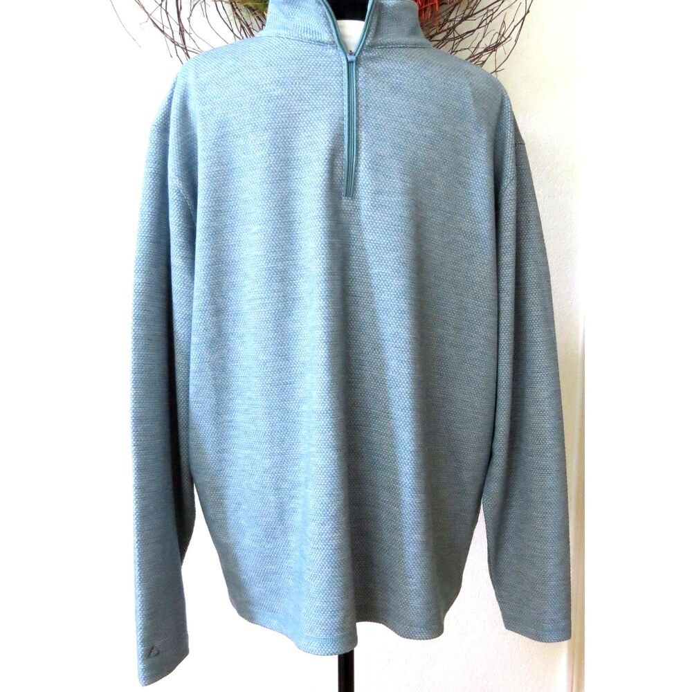 Ahead Casuals Men's Pullover Golf Sweater 1/4 Zip  Sea Foam Green   EUC